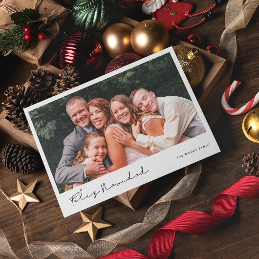 Moderne handgeschreven Feliz Navidad-foto Feestdagenkaart