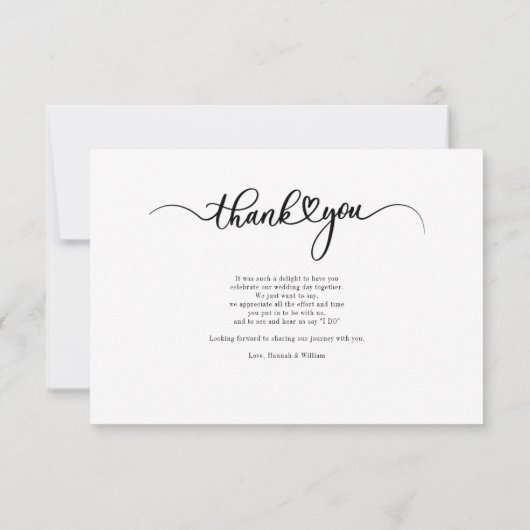 Moderne handgeschreven foto bruiloft bedankkaart (Achterkant)