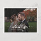 Moderne handgeschreven foto bruiloft Dank u Briefkaart (Voorkant)