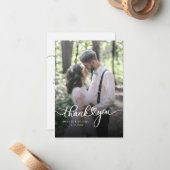 Moderne handgeschreven foto bruiloft Dank u Notitiekaartje (Voorkant / Achterkant in situ)