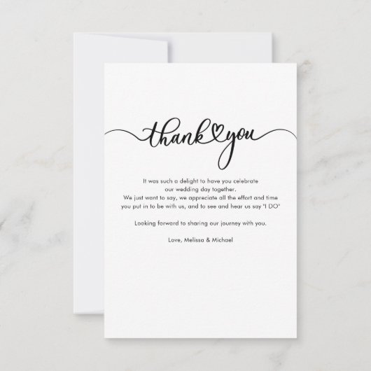 Moderne handgeschreven foto bruiloft Dank u Notitiekaartje (Achterkant)