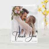 Moderne handgeschreven foto bruiloft Hartelijk dan Kaart (Gele Bloem)