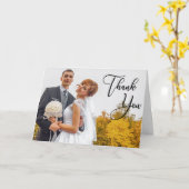 Moderne handgeschreven foto bruiloft Hartelijk dan Kaart (Gele Bloem)