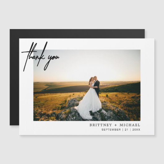 Moderne handgeschreven foto Dank u wit (Voorkant / Achterkant)