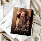 Moderne handgeschreven foto dankjewel baby shower briefkaart