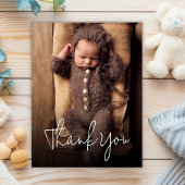 Moderne handgeschreven foto dankjewel baby shower briefkaart