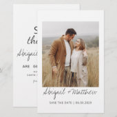 Moderne handgeschreven foto save the date uitnodig (Voorkant / Achterkant)