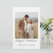 Moderne handgeschreven foto save the date uitnodig (Staand voorkant)