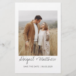 Moderne handgeschreven foto save the date uitnodig flyer