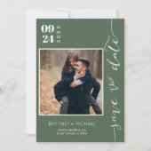 Moderne handgeschreven foto slaat de datum donkerg save the date (Voorkant)