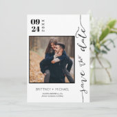 Moderne handgeschreven foto slaat de datum op save the date (Staand voorkant)