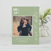 Moderne handgeschreven foto slaat de pagina Datum Save The Date (Staand voorkant)