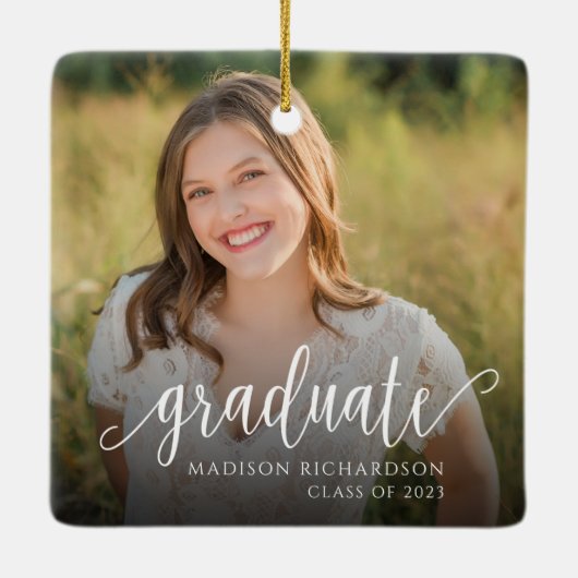 Moderne handgeschreven foto van het Afstuderen van Keramisch Ornament (Achterkant)