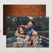Moderne handgeschreven foto van script save the date (Voorkant / Achterkant)