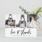 Moderne handgeschreven fotocollage elegant bedankkaart (Staand voorkant)