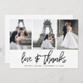 Moderne handgeschreven fotocollage elegant bedankkaart (Voorkant / Achterkant)