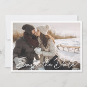 Moderne handgeschreven fotohuwelijk Bewaar de datu Save The Date (Voorkant)
