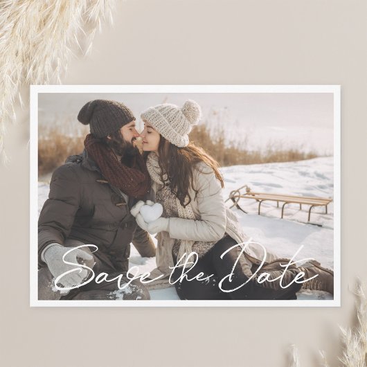 Moderne handgeschreven fotohuwelijk Bewaar de datu Save The Date
