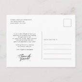 Moderne handgeschreven fotoweddenschap bedankt briefkaart (Achterkant)