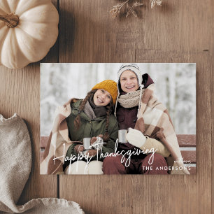 Moderne handgeschreven gelukskaart voor Thanksgivi Feestdagenkaart