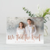 Moderne handgeschreven, gewoon gehuwde foto-aankon kaart (Staand voorkant)