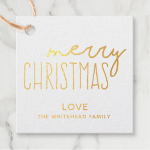 Moderne, handgeschreven Gold Merry-kerst Bedankjes Labels
