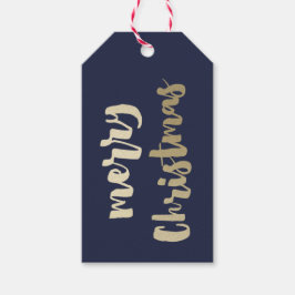 Moderne, handgeschreven Gold Merry-kerst Cadeaulabel