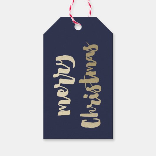 Moderne, handgeschreven Gold Merry-kerst Cadeaulabel (Voorkant)