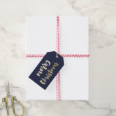 Moderne, handgeschreven Gold Merry-kerst Cadeaulabel (Met Touw)