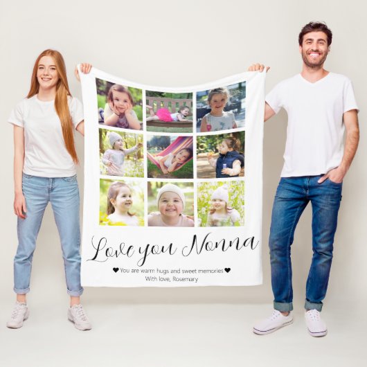 Moderne handgeschreven grootmoeder Love Heart Fleece Deken (In situ)