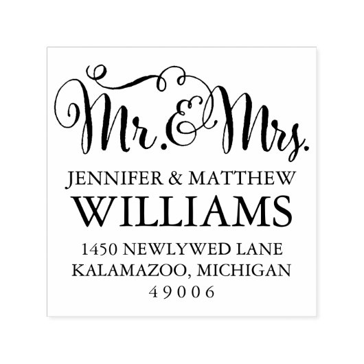 Moderne handgeschreven handgeschreven bruiloft-mon  zelfinktende stempel (Design)