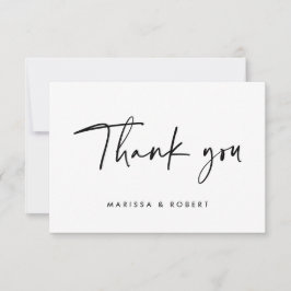 Moderne handgeschreven handgeschreven bruiloft voo bedankkaart