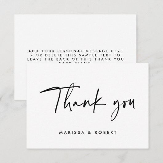 Moderne handgeschreven handgeschreven bruiloft voo bedankkaart (Voorkant / Achterkant)