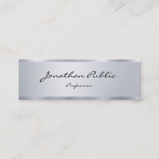 Moderne handgeschreven handgeschreven script, zilv mini visitekaartje (Voorkant)