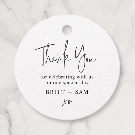 Moderne handgeschreven handgeschreven versie voor  bedankjes labels (Voorkant)