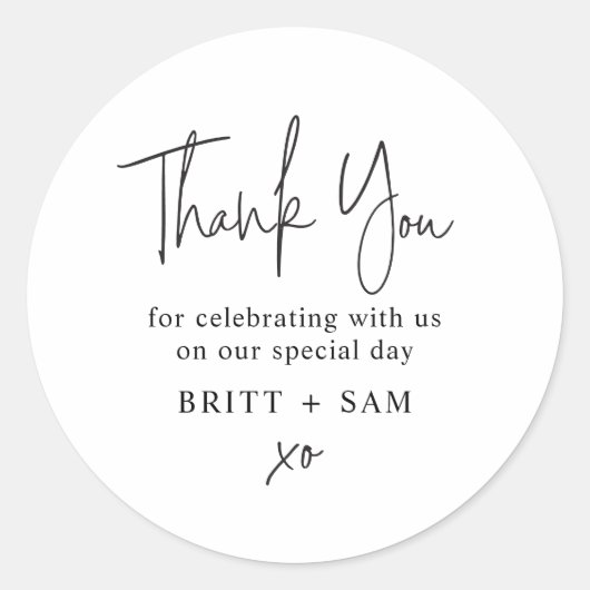 Moderne handgeschreven handgeschreven versie voor  ronde sticker (Voorkant)