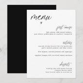 Moderne Handgeschreven Hart Eenvoudige Trouwmenu Menu (Voorkant / Achterkant)
