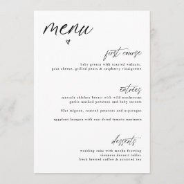 Moderne Handgeschreven Hart Eenvoudige Trouwmenu Menu