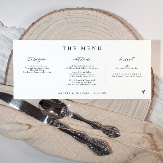 Moderne Handgeschreven Hart Horizontale Trouw Menu