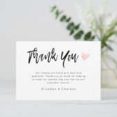 Moderne handgeschreven hart trouwdag bedankkaart (Staand voorkant)