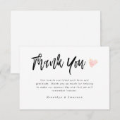 Moderne handgeschreven hart trouwdag  bedankkaart (Voorkant / Achterkant)