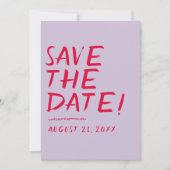 Moderne handgeschreven heldere funky vet retro bru save the date (Voorkant)