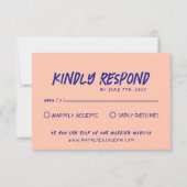 Moderne handgeschreven heldere kleurrijke retro br RSVP kaartje (Voorkant)