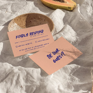 Moderne handgeschreven heldere kleurrijke retro br RSVP kaartje