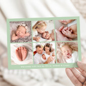 Moderne handgeschreven Hello Mint Foto Collage Geb Aankondiging
