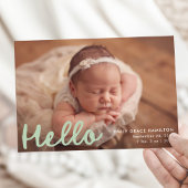 Moderne handgeschreven Hello Mint Foto Collage Geb Aankondiging