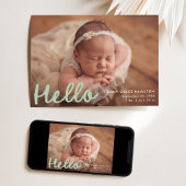 Moderne handgeschreven Hello Mint Foto Collage Geb Aankondiging