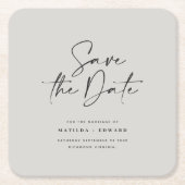 Moderne handgeschreven huwelijksaankondiging typog kartonnen onderzetters (Voorkant)