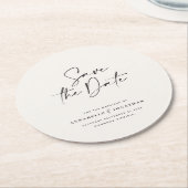 Moderne handgeschreven huwelijksaankondiging typog ronde kartonnen onderzetter (Gebogen)