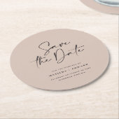 Moderne handgeschreven huwelijksaankondiging typog ronde kartonnen onderzetter (Gebogen)